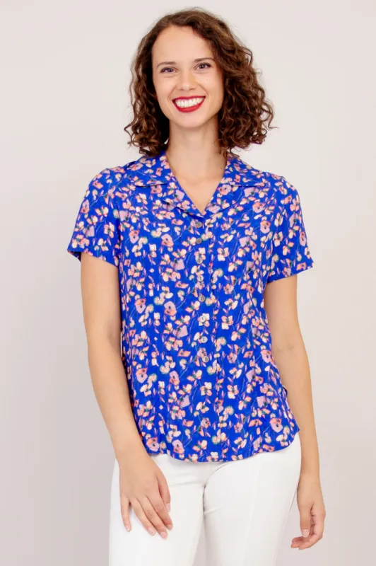 Samantha S/S Top, Rushelle, Linen Bamboo sold by Blue Sky