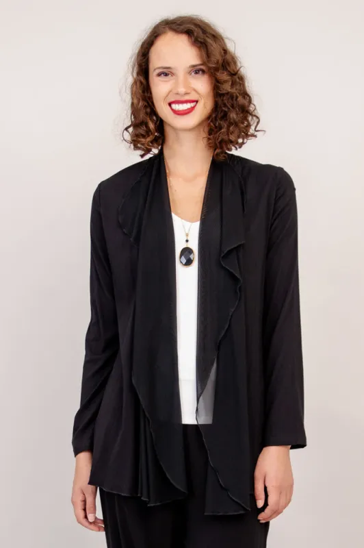 Diana Jacket, Black, Linen Bamboo sold by Blue Sky