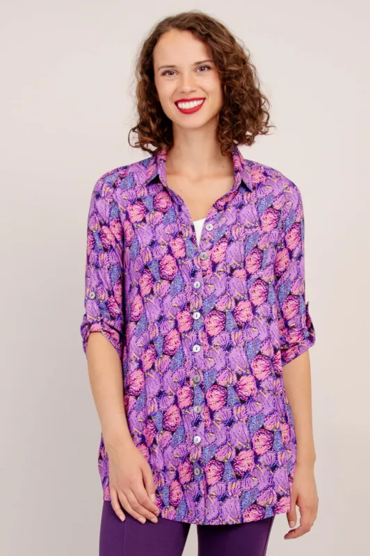 Celine Blouse, Petals, Linen Bamboo- Final Sale sold by Blue Sky