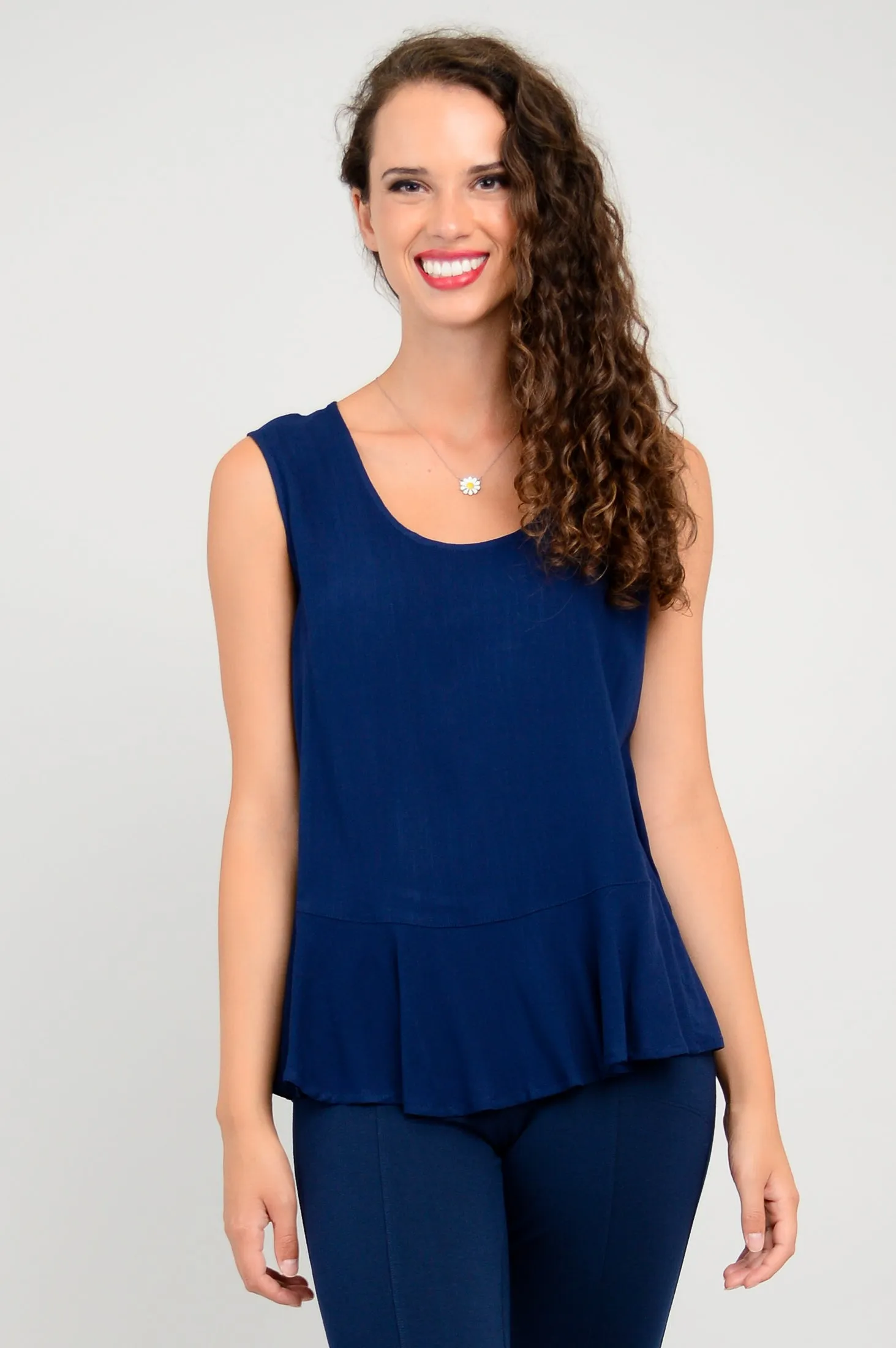Ginny Tank, Indigo, Linen Bamboo sold by Blue Sky