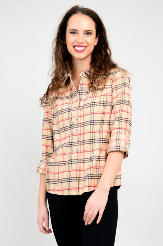 Alexis Top, Retro Plaid, Cotton Flannel sold by Blue Sky