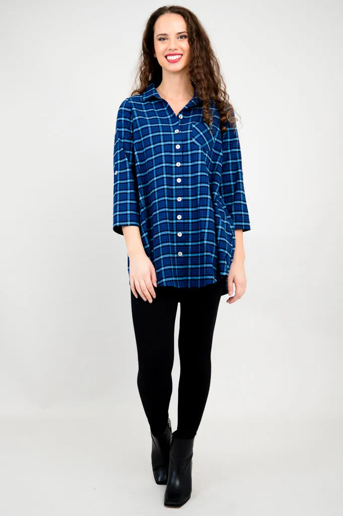 Celine Tunic, Blueberry Plaid, Cotton Flannel- Final Sale sold by Blue Sky product image thumbnail 3