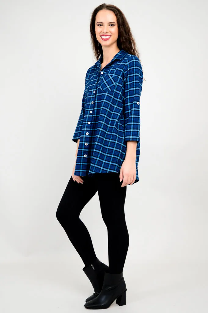 Celine Tunic, Blueberry Plaid, Cotton Flannel- Final Sale sold by Blue Sky product image thumbnail 2