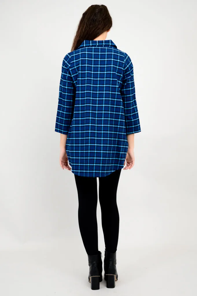 Celine Tunic, Blueberry Plaid, Cotton Flannel- Final Sale sold by Blue Sky product image thumbnail 4