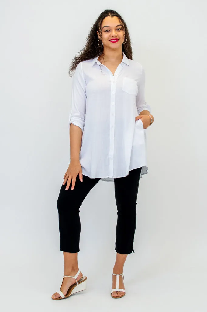 Celine Blouse, White, Linen Bamboo sold by Blue Sky product image thumbnail 5