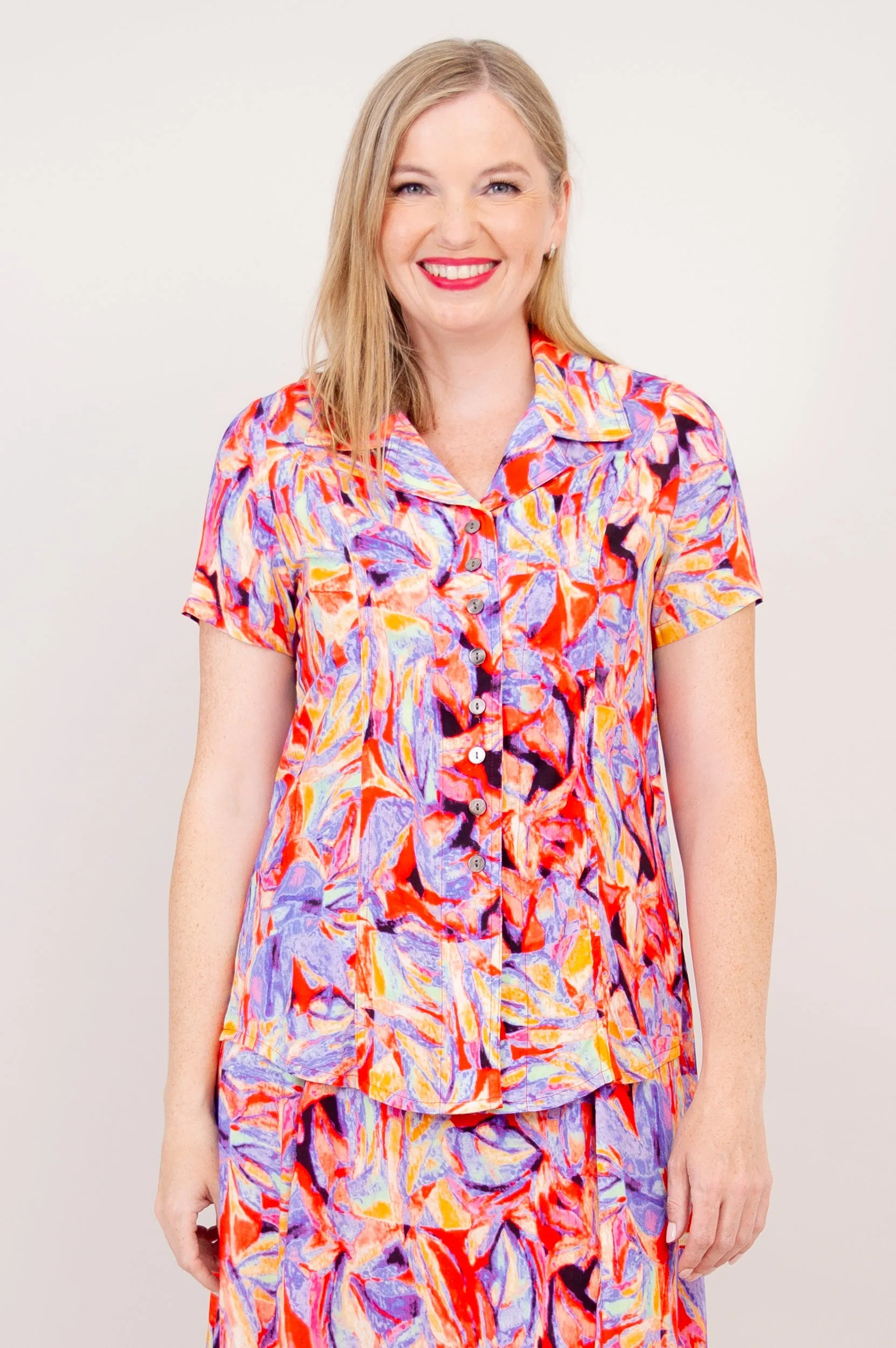 Samantha S/S Top, Carro, Woven Bamboo sold by Blue Sky