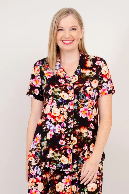 Samantha S/S Top, Risolo, Woven Bamboo sold by Blue Sky