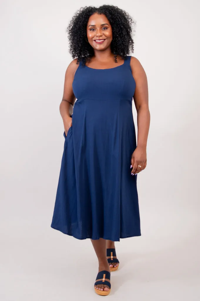 Shauna Dress, Indigo, Linen Bamboo sold by Blue Sky product image thumbnail 2