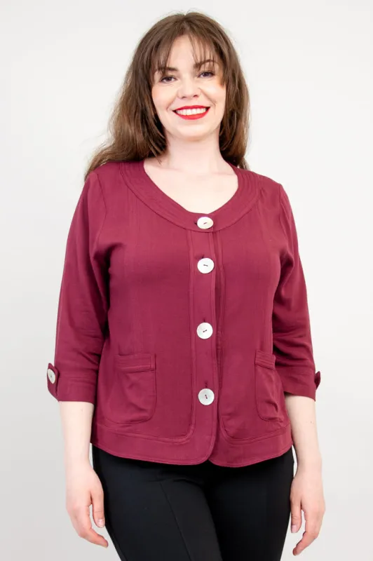 Savannah Jacket, Burgundy, Linen Bamboo - Final Sale sold by Blue Sky