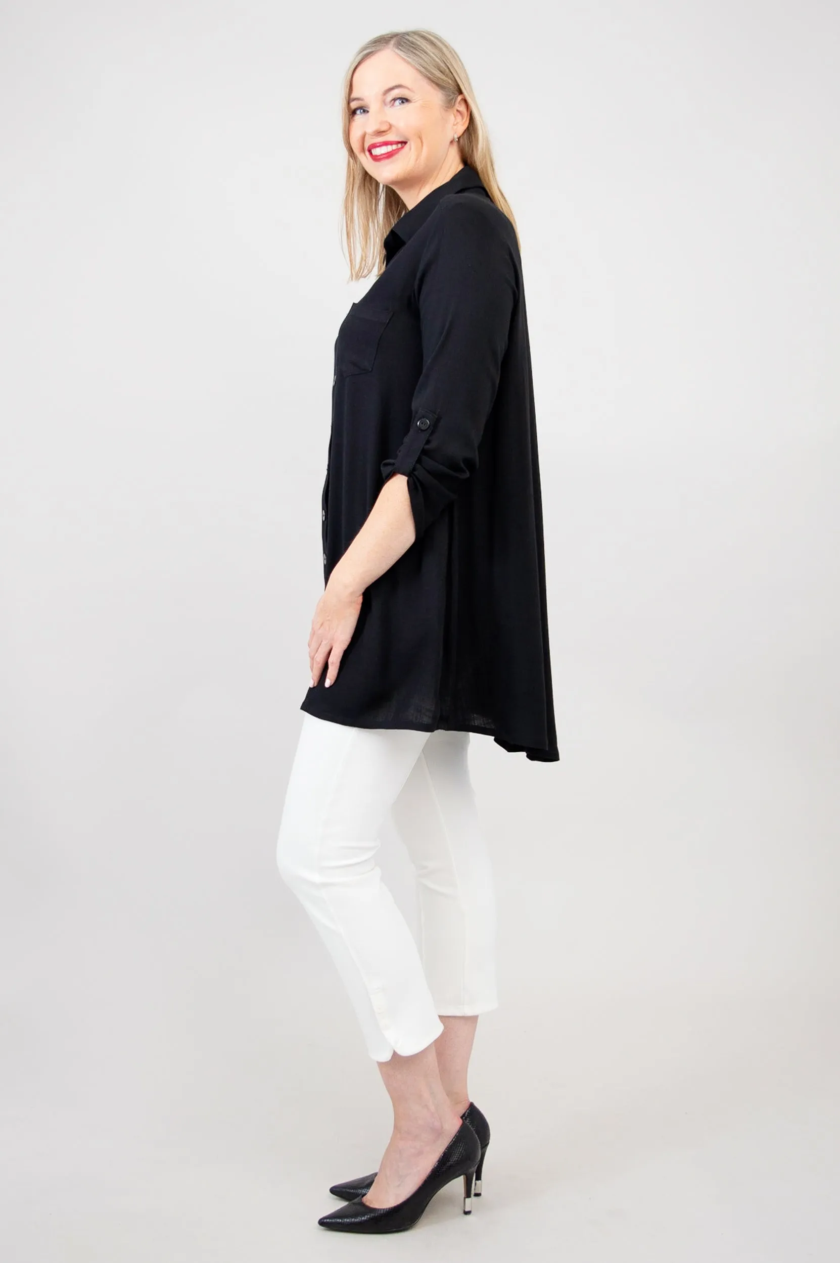 Celine Blouse, Black, Linen Bamboo sold by Blue Sky product image thumbnail 4