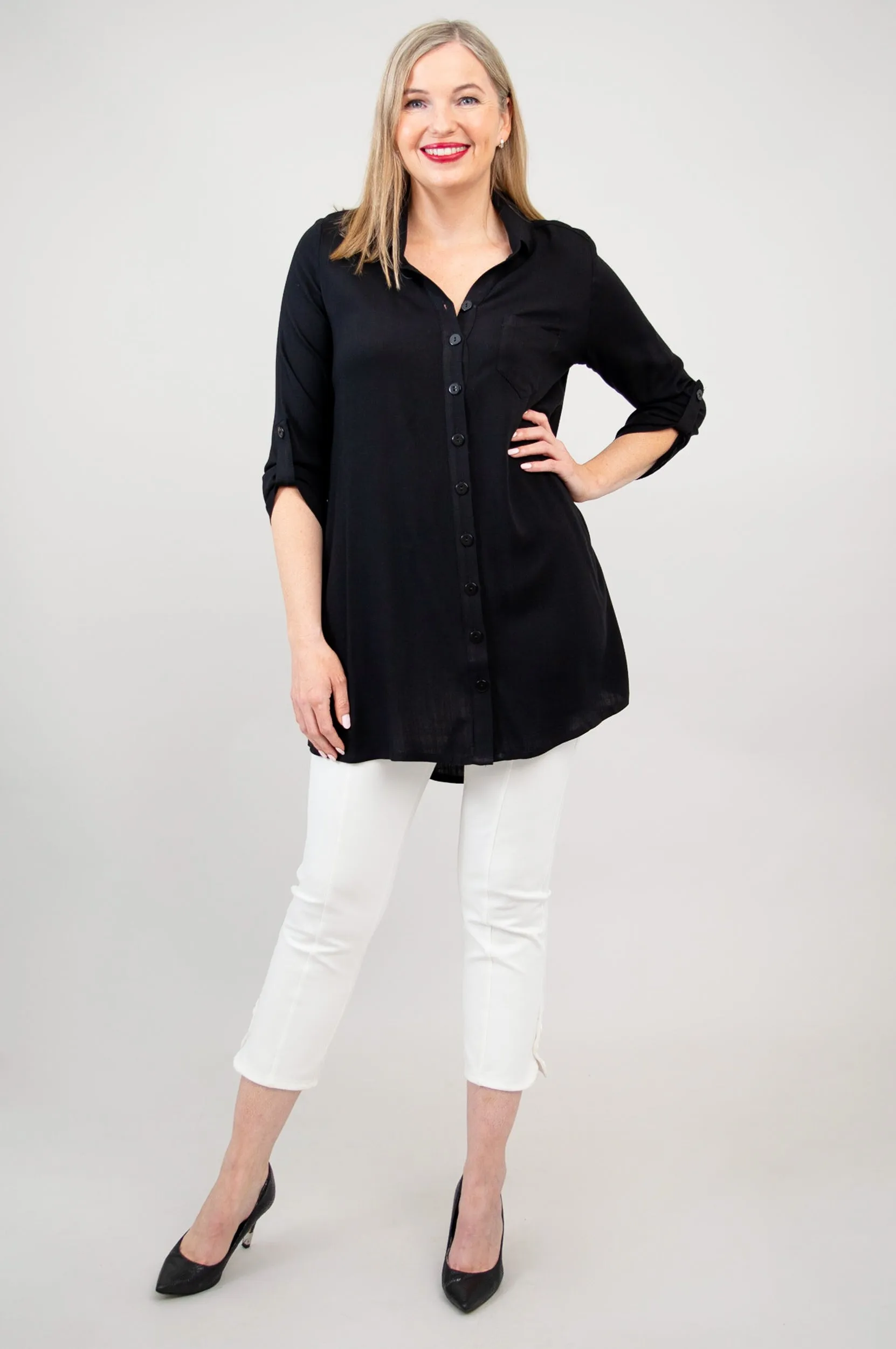 Celine Blouse, Black, Linen Bamboo sold by Blue Sky product image thumbnail 3