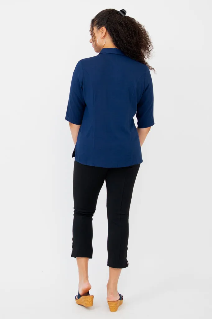 Lorine Blouse, Indigo, Linen Bamboo sold by Blue Sky product image thumbnail 5