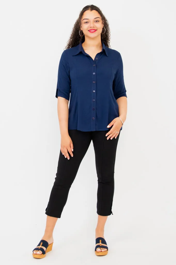 Lorine Blouse, Indigo, Linen Bamboo sold by Blue Sky product image thumbnail 2