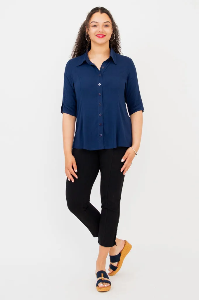 Lorine Blouse, Indigo, Linen Bamboo sold by Blue Sky product image thumbnail 3