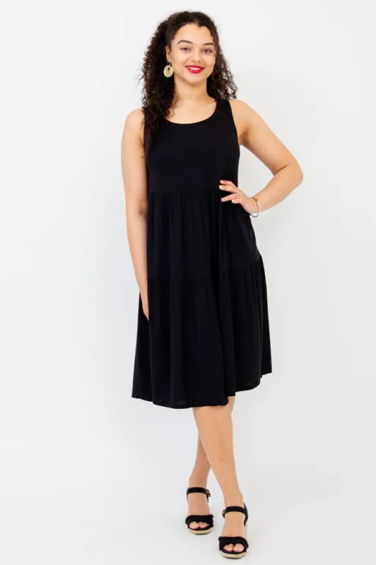 Juni Dress, Black, Linen Bamboo sold by Blue Sky