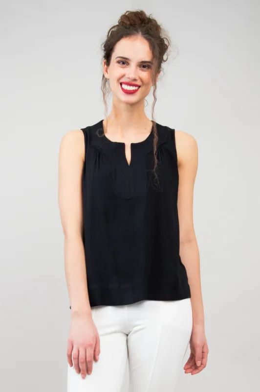 Scarlette Tank, Black, Linen Bamboo sold by Blue Sky