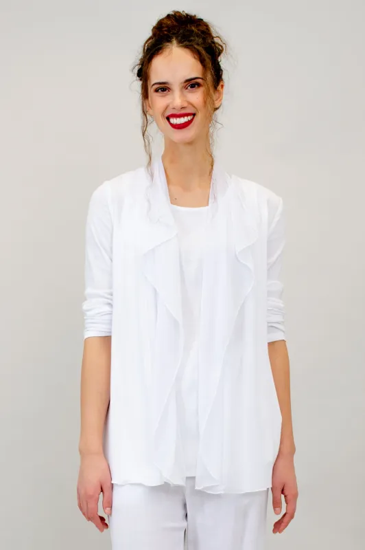 Diana Jacket, White, Linen Bamboo sold by Blue Sky