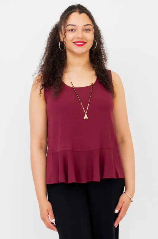 Ginny Tank, Burgundy, Linen Bamboo sold by Blue Sky