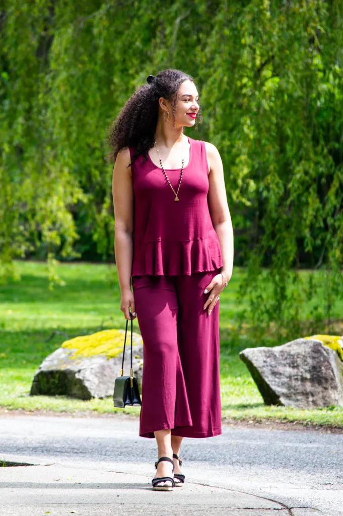 Ginny Tank, Burgundy, Linen Bamboo sold by Blue Sky product image thumbnail 2