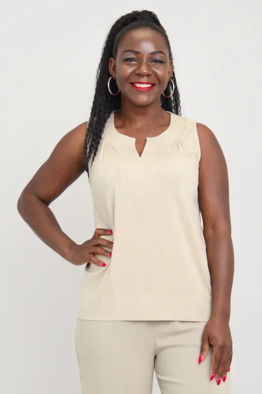 Scarlette Tank, Sand, Linen Bamboo sold by Blue Sky