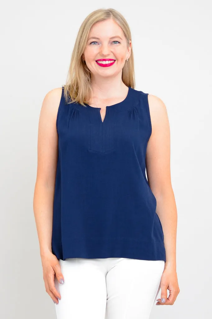 Scarlette Tank, Indigo, Linen Bamboo sold by Blue Sky