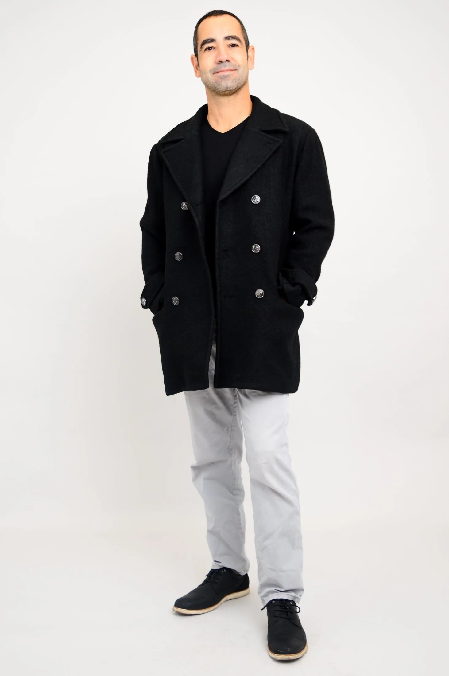 Mens Peacoat, Black, Boiled Wool sold by Blue Sky product image thumbnail 4