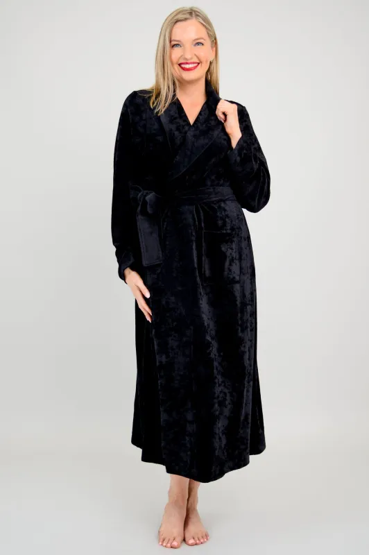 Velvet Robe, Black, Bamboo sold by Blue Sky