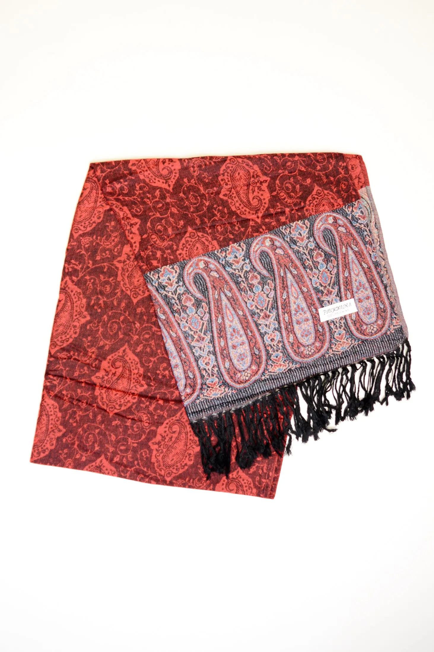 Pashmina Scarf, Maroon Paisley sold by Blue Sky