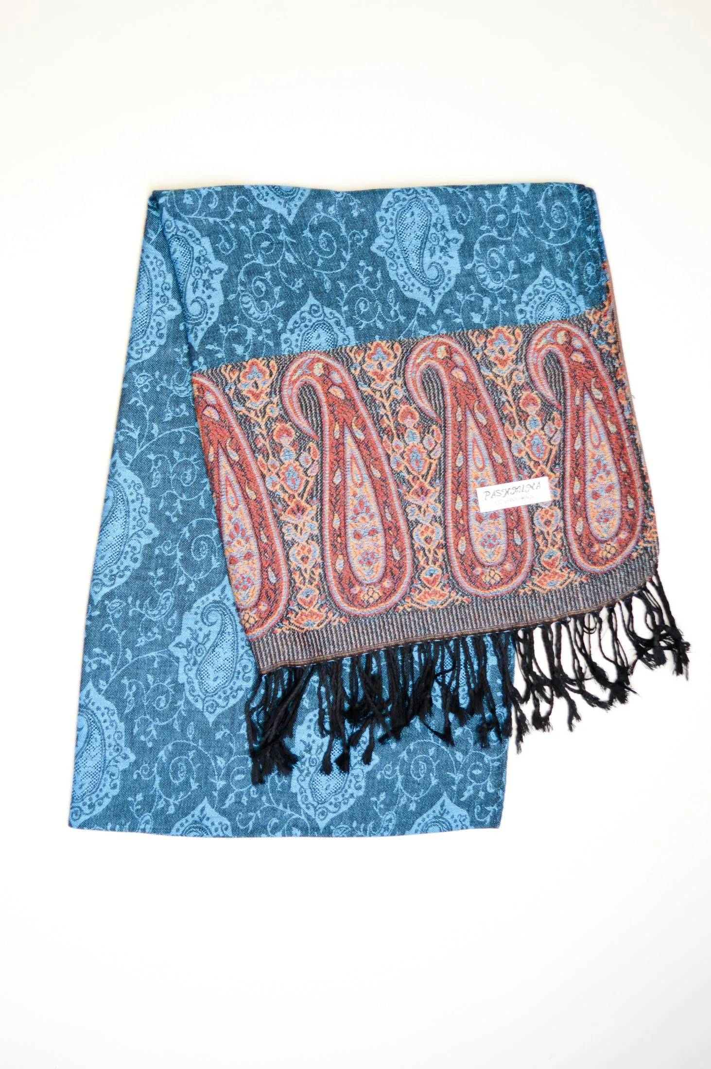 Pashmina Scarf, Azul Paisley sold by Blue Sky