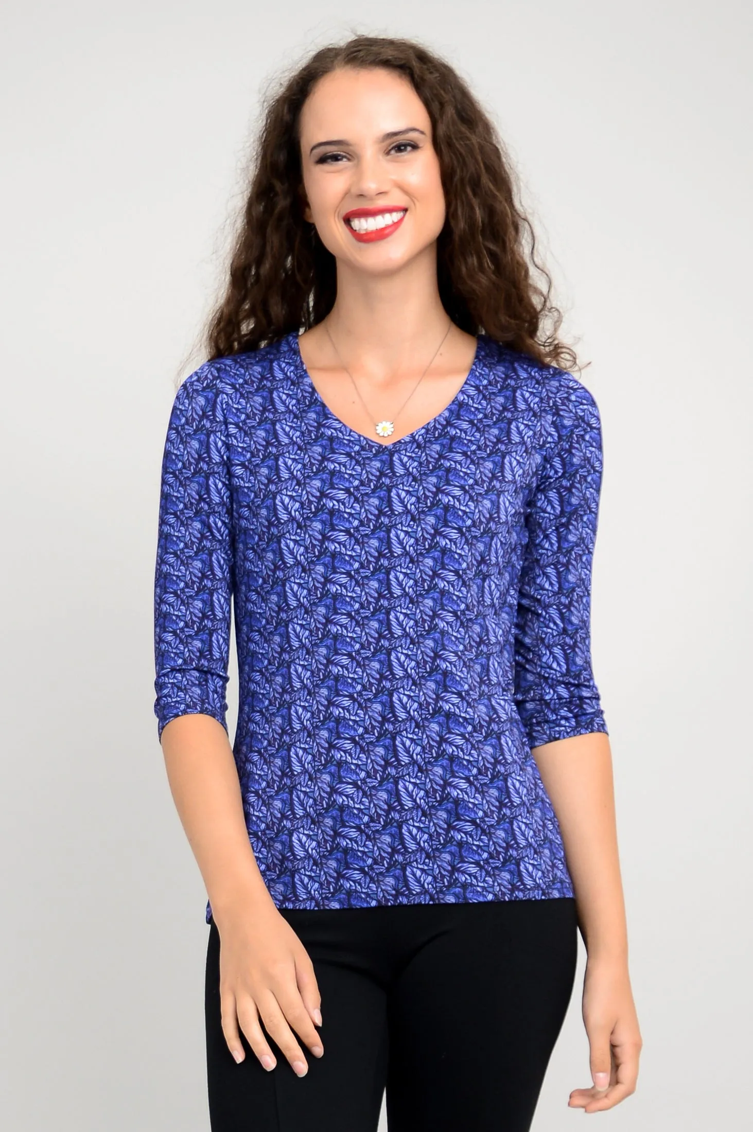 Mia Top, Midnight Leaves, Bamboo - Final Sale sold by Blue Sky