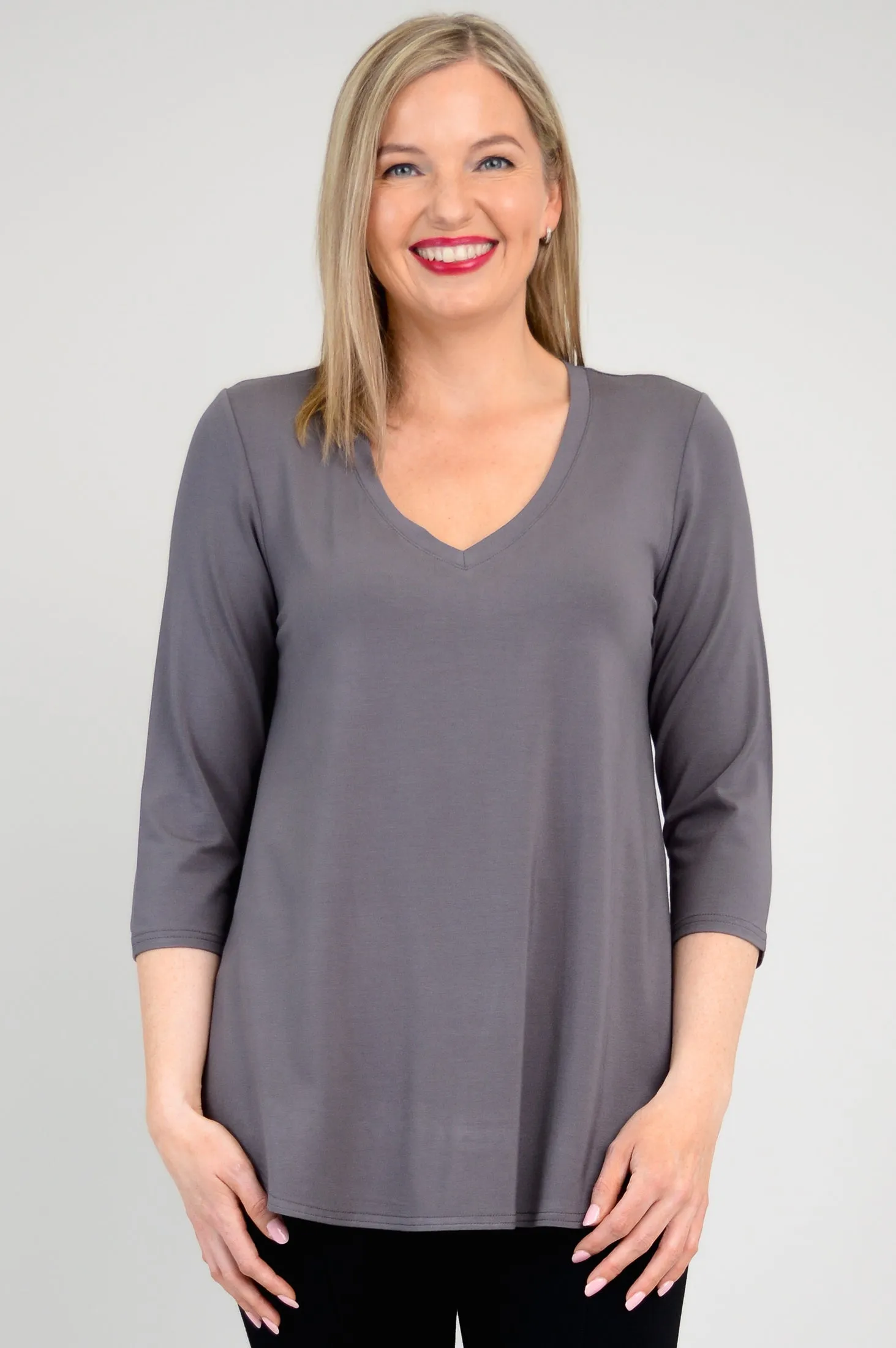 Jackie 3/4 Top, Charcoal, Bamboo - Final Sale sold by Blue Sky