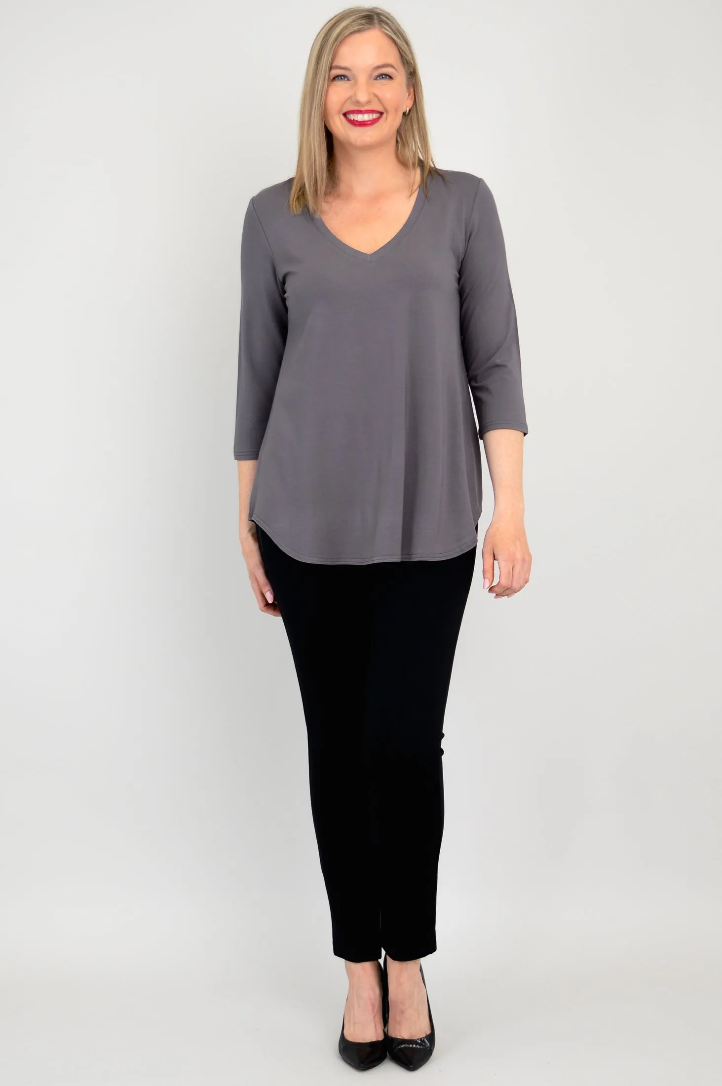 Jackie 3/4 Top, Charcoal, Bamboo - Final Sale sold by Blue Sky product image thumbnail 3