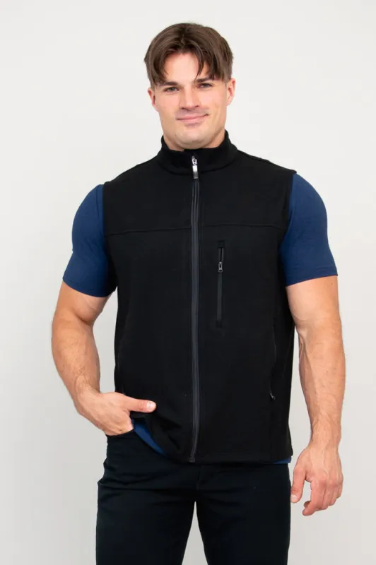 Nick Vest, Black, Bamboo Fleece sold by Blue Sky