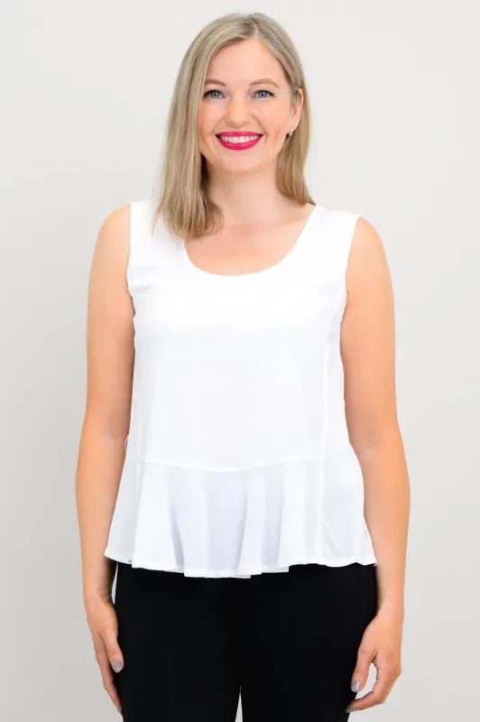 Ginny Tank, White, Linen Bamboo sold by Blue Sky