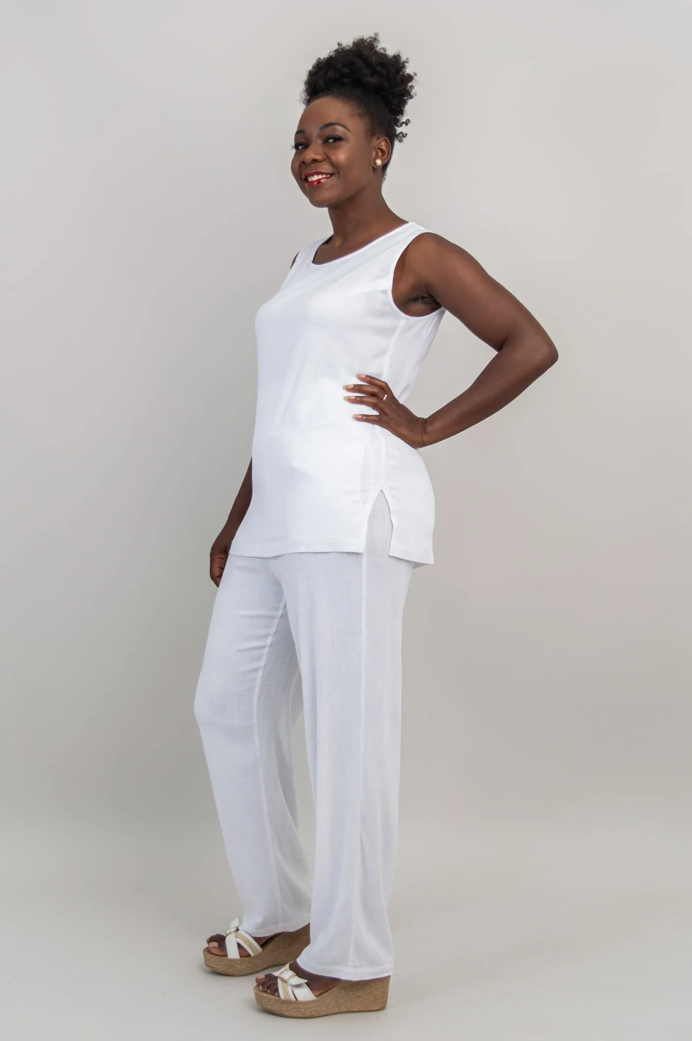 Dena Tank, White, Linen Bamboo sold by Blue Sky product image thumbnail 3
