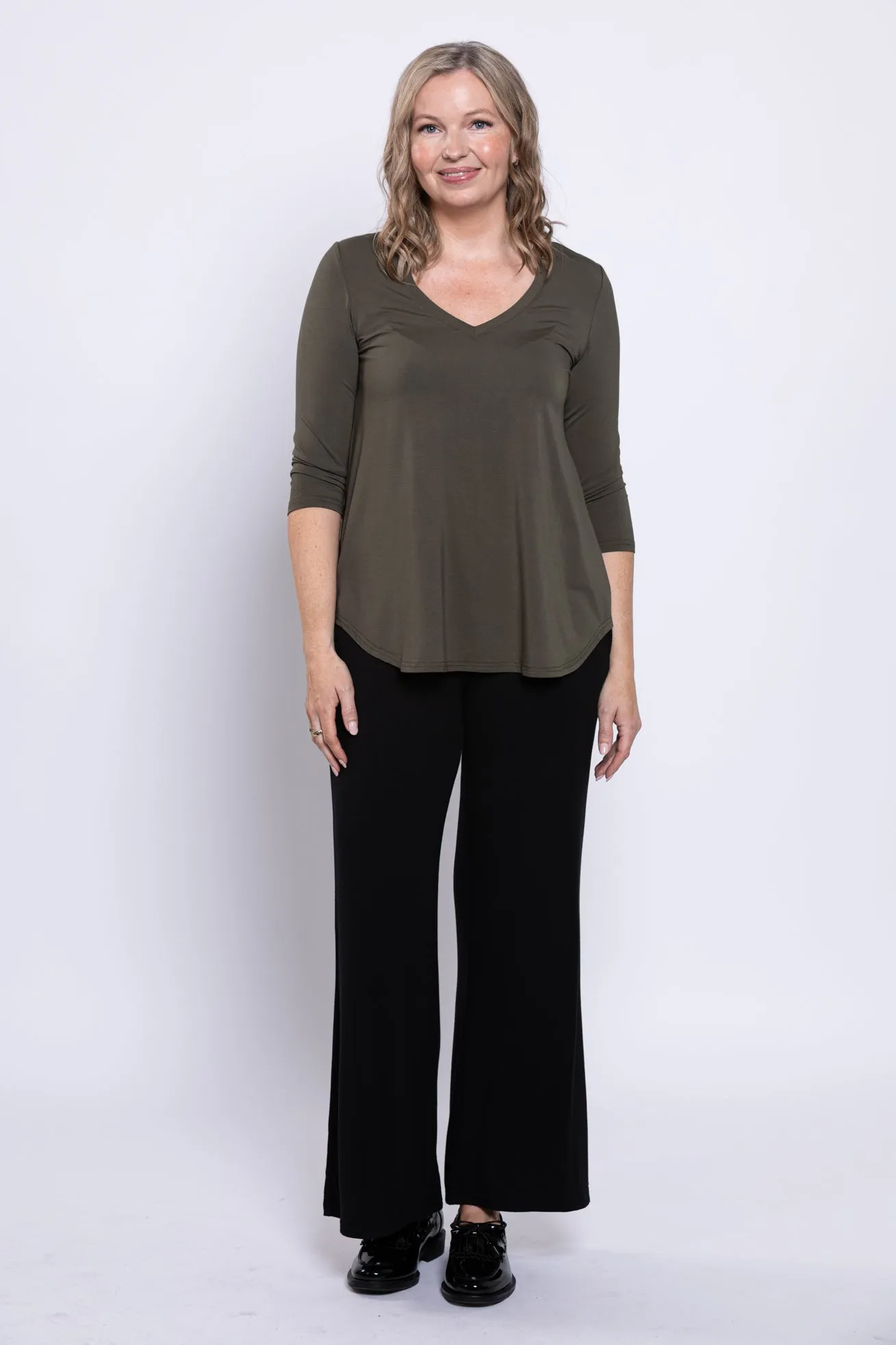 Jackie 3/4 Top, Khaki, Bamboo sold by Blue Sky product image thumbnail 3