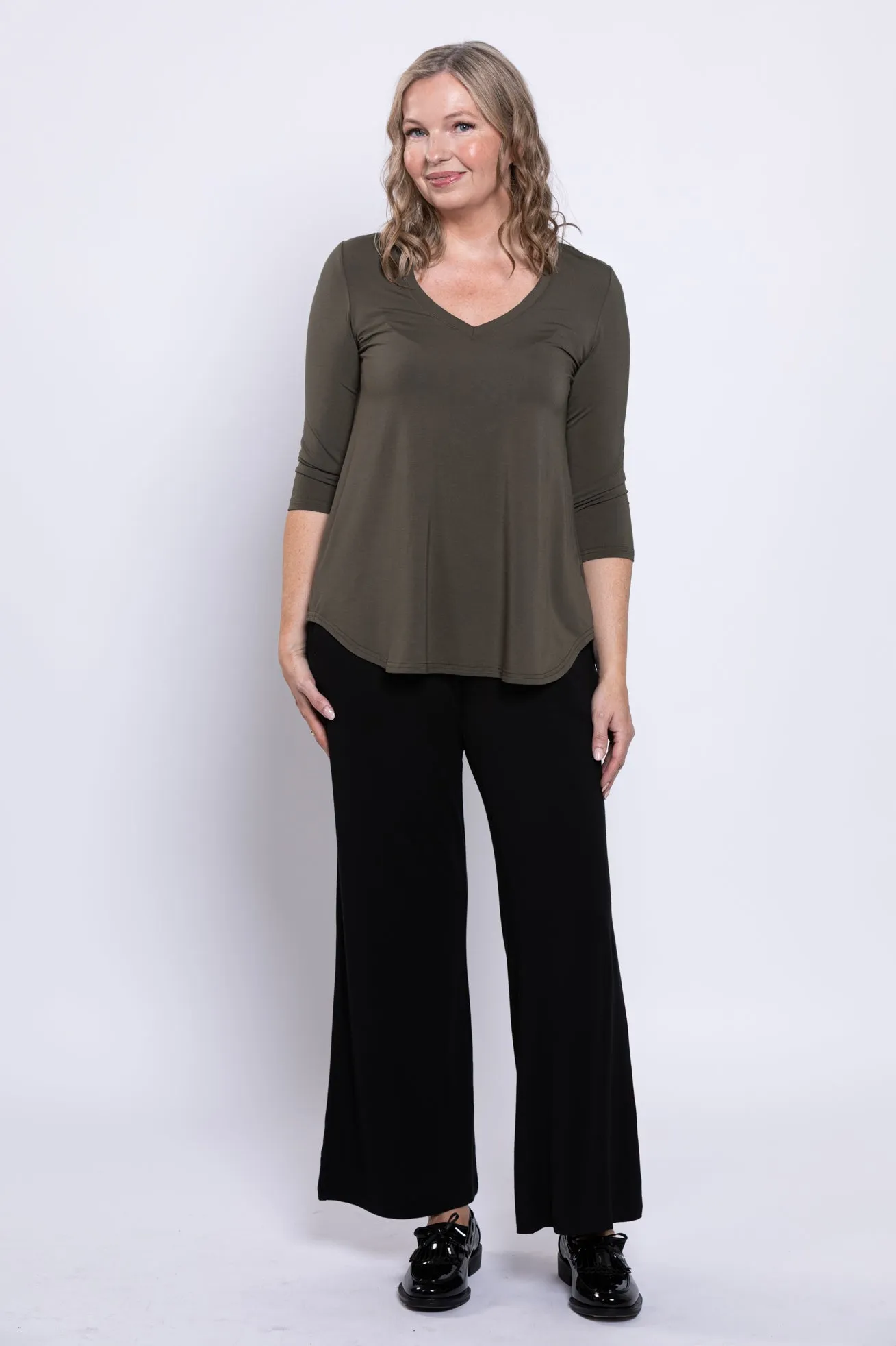 Jackie 3/4 Top, Khaki, Bamboo sold by Blue Sky product image thumbnail 2