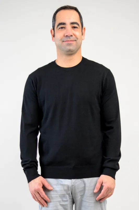 Fraser Sweater, Black, 100% Merino Wool made by Blue Sky