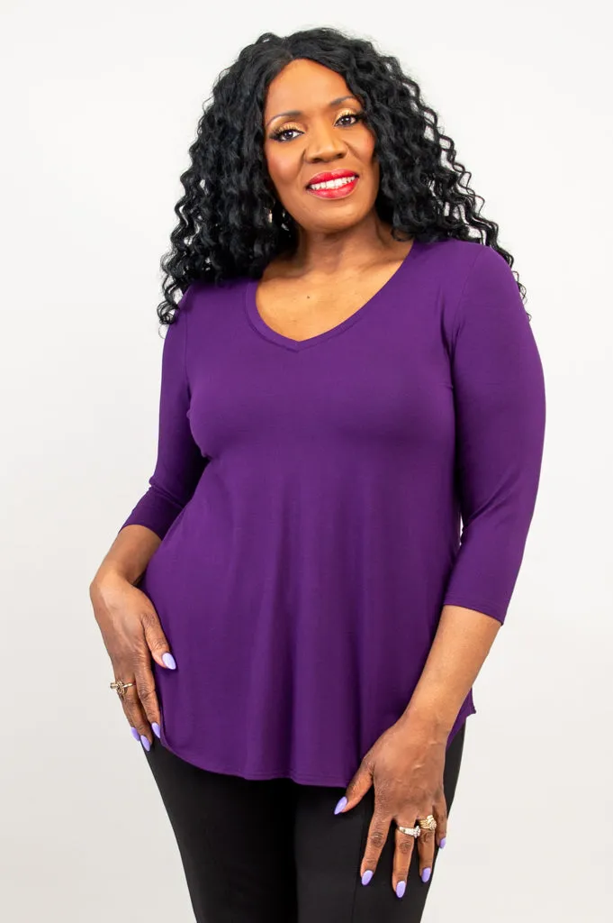 Jackie 3/4 Top, Royale, Bamboo sold by Blue Sky