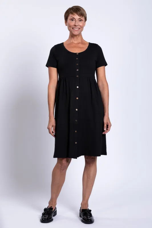 Nelly Short Sleeve Dress, Black, Bamboo sold by Blue Sky