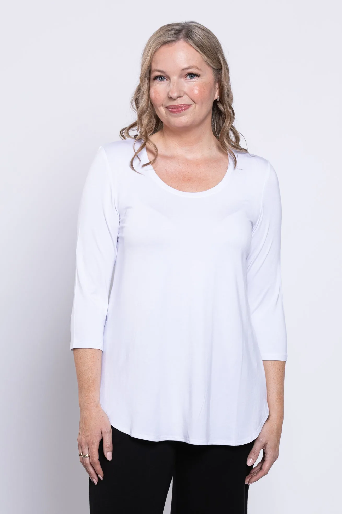 Jazz 3/4 Slv Top, Snow White, Bamboo sold by Blue Sky