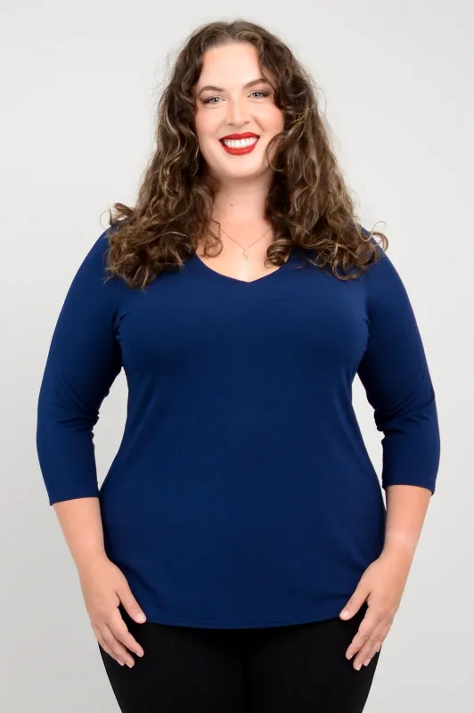 Mia Top, Indigo, Bamboo sold by Blue Sky