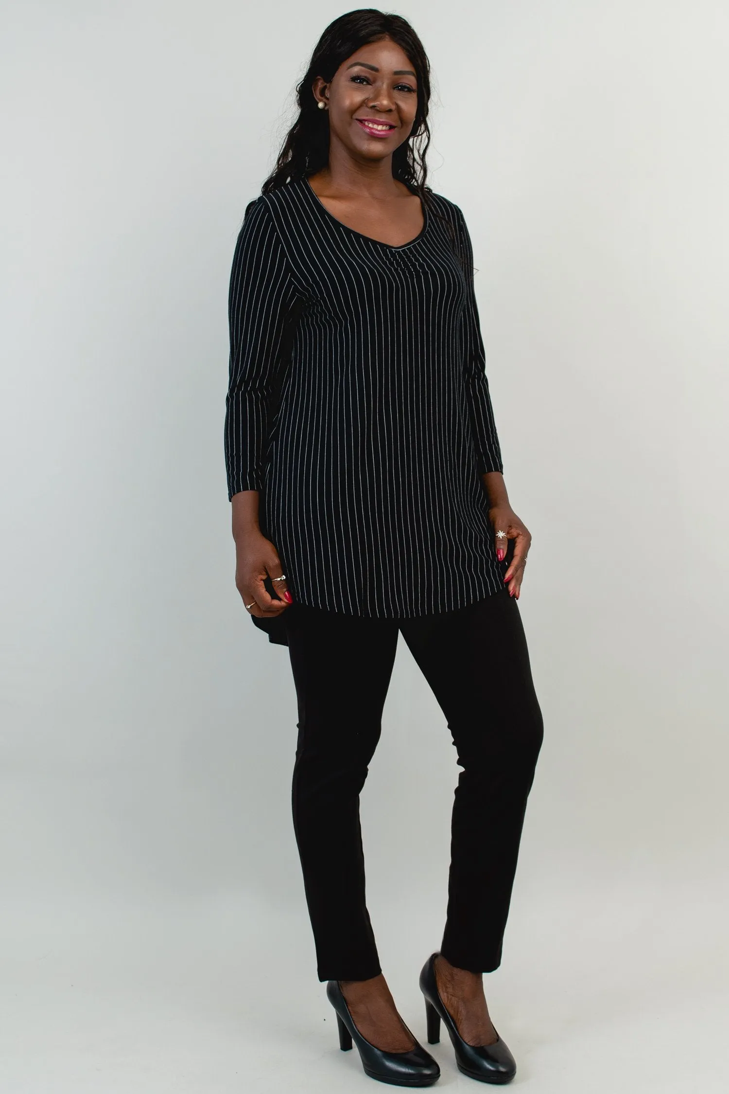 Franny Top, BW Pin Stripe, Bamboo- Final Sale sold by Blue Sky product image thumbnail 2