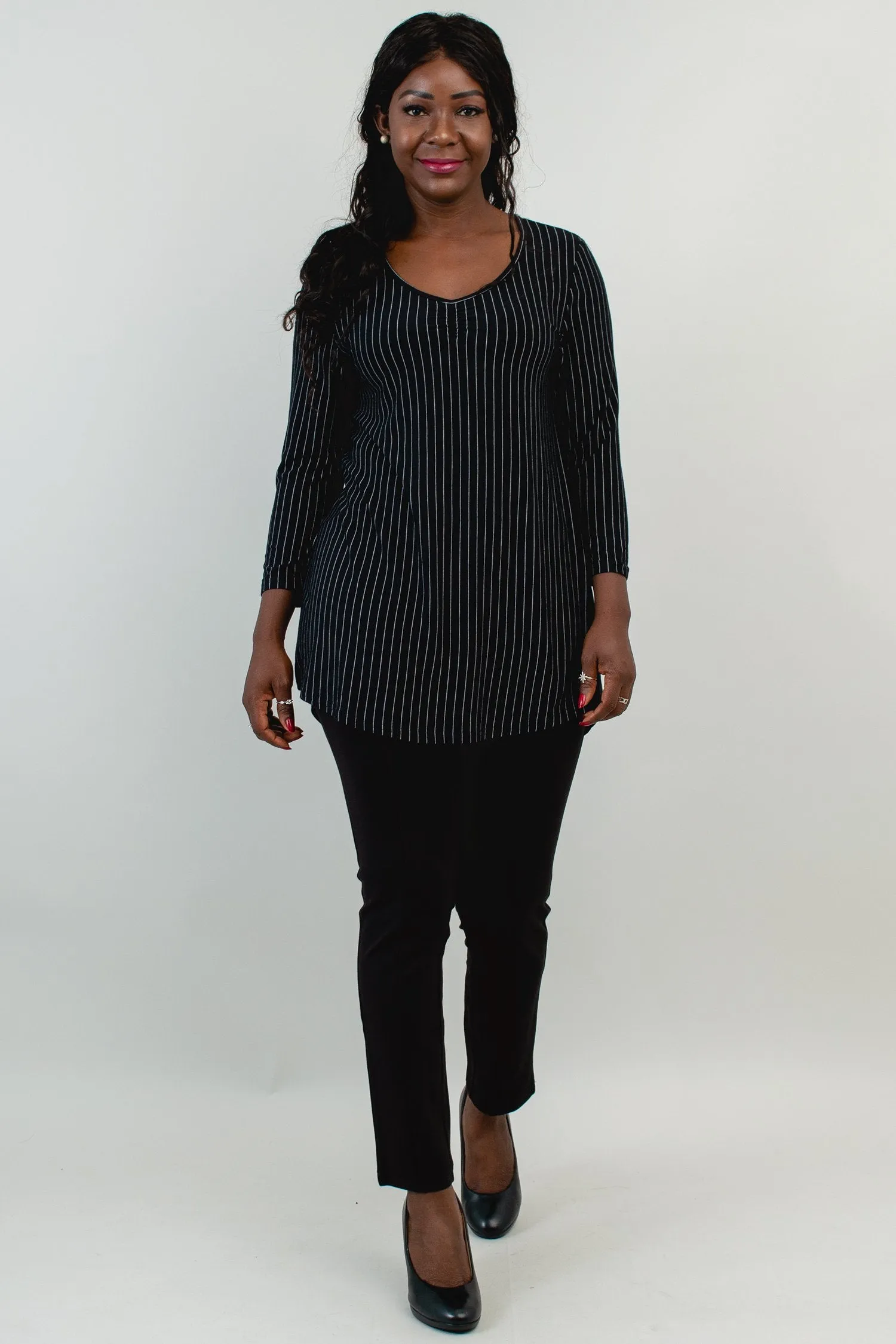 Franny Top, BW Pin Stripe, Bamboo- Final Sale sold by Blue Sky product image thumbnail 5