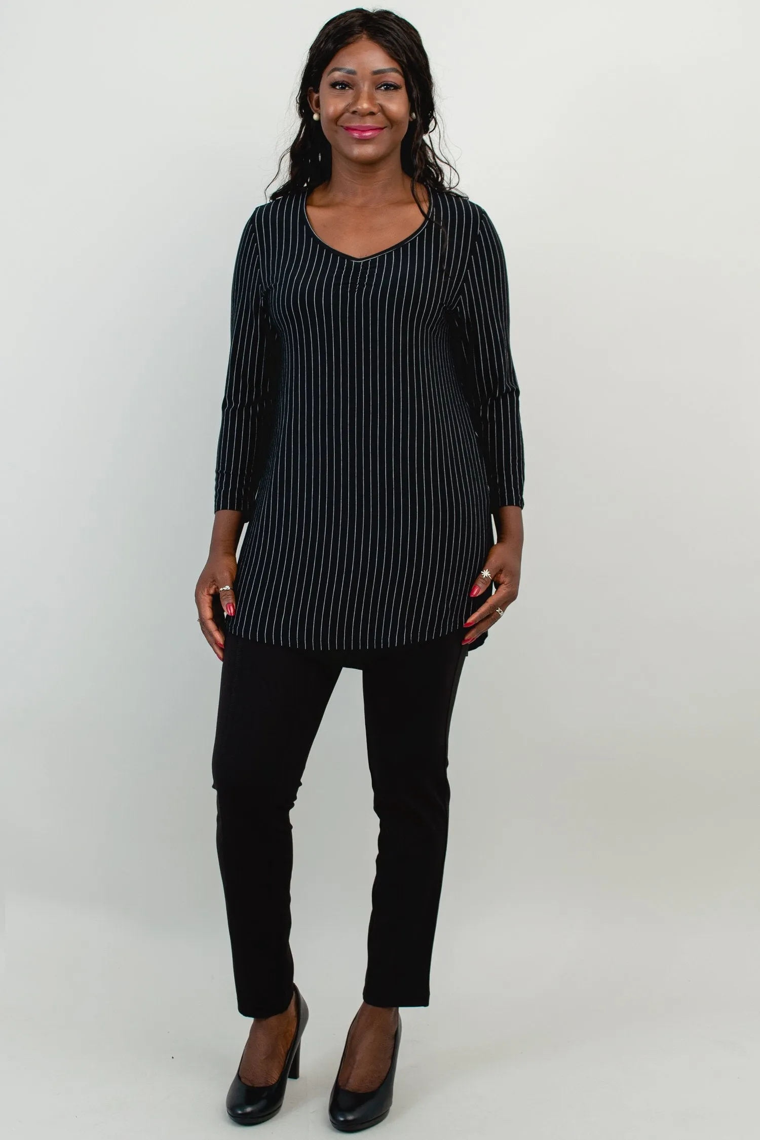 Franny Top, BW Pin Stripe, Bamboo- Final Sale sold by Blue Sky product image thumbnail 3