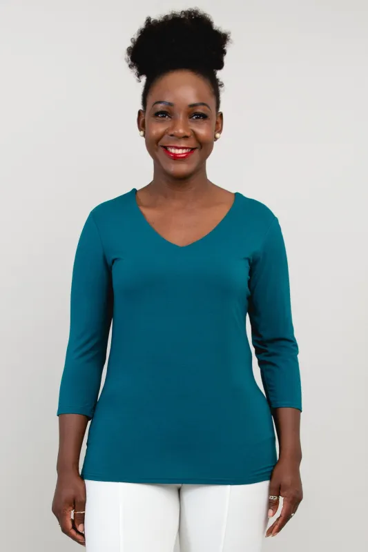 Mia Top, Teal, Bamboo sold by Blue Sky