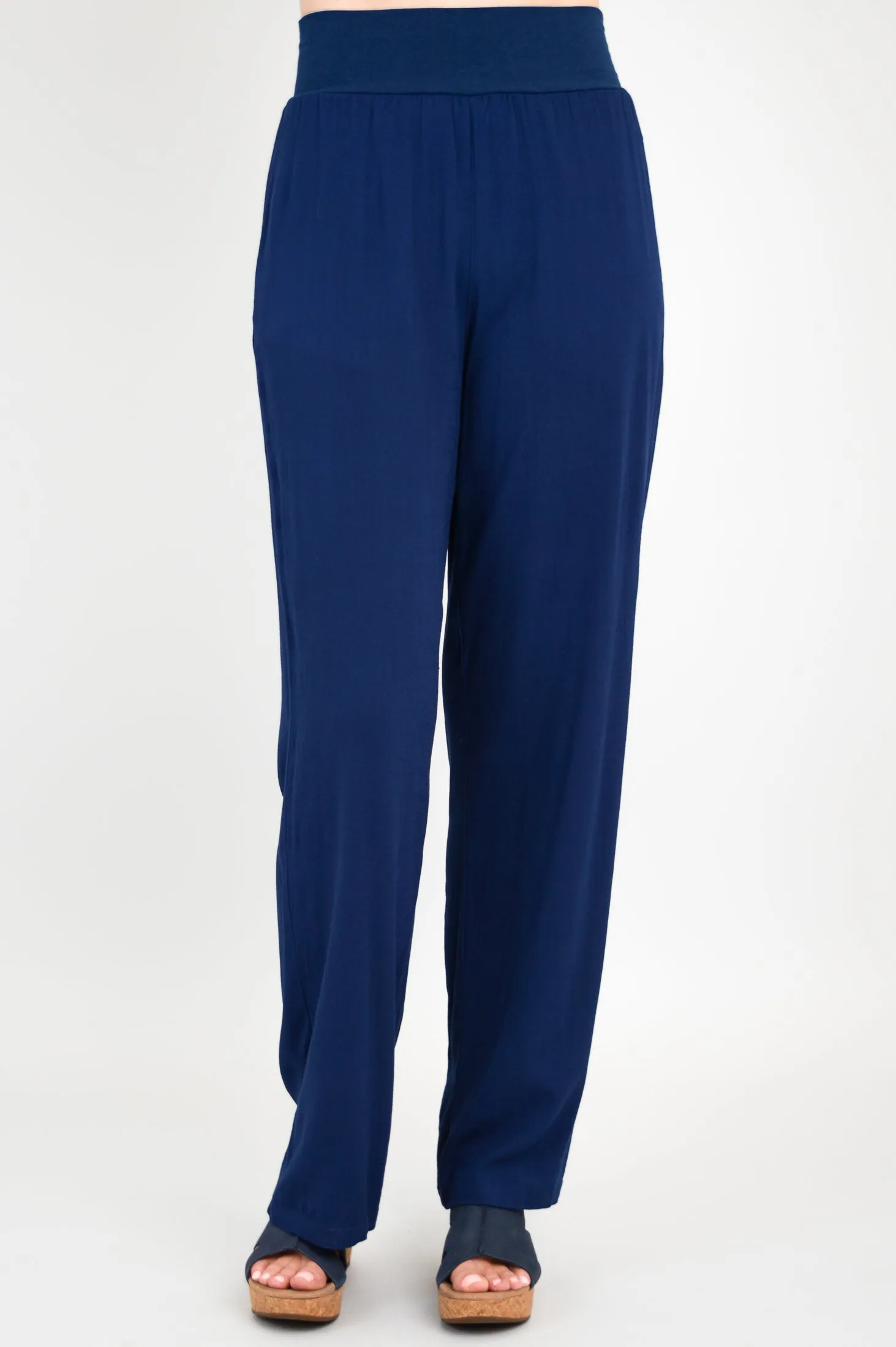 Landon Pant, Indigo, Linen Bamboo sold by Blue Sky