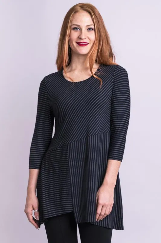 Charming Tunic, Blk/Grey Stripe, Bamboo- Final Sale sold by Blue Sky