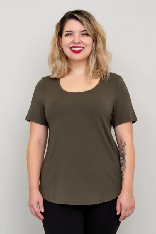 Tessa Tee, Khaki, Bamboo sold by Blue Sky
