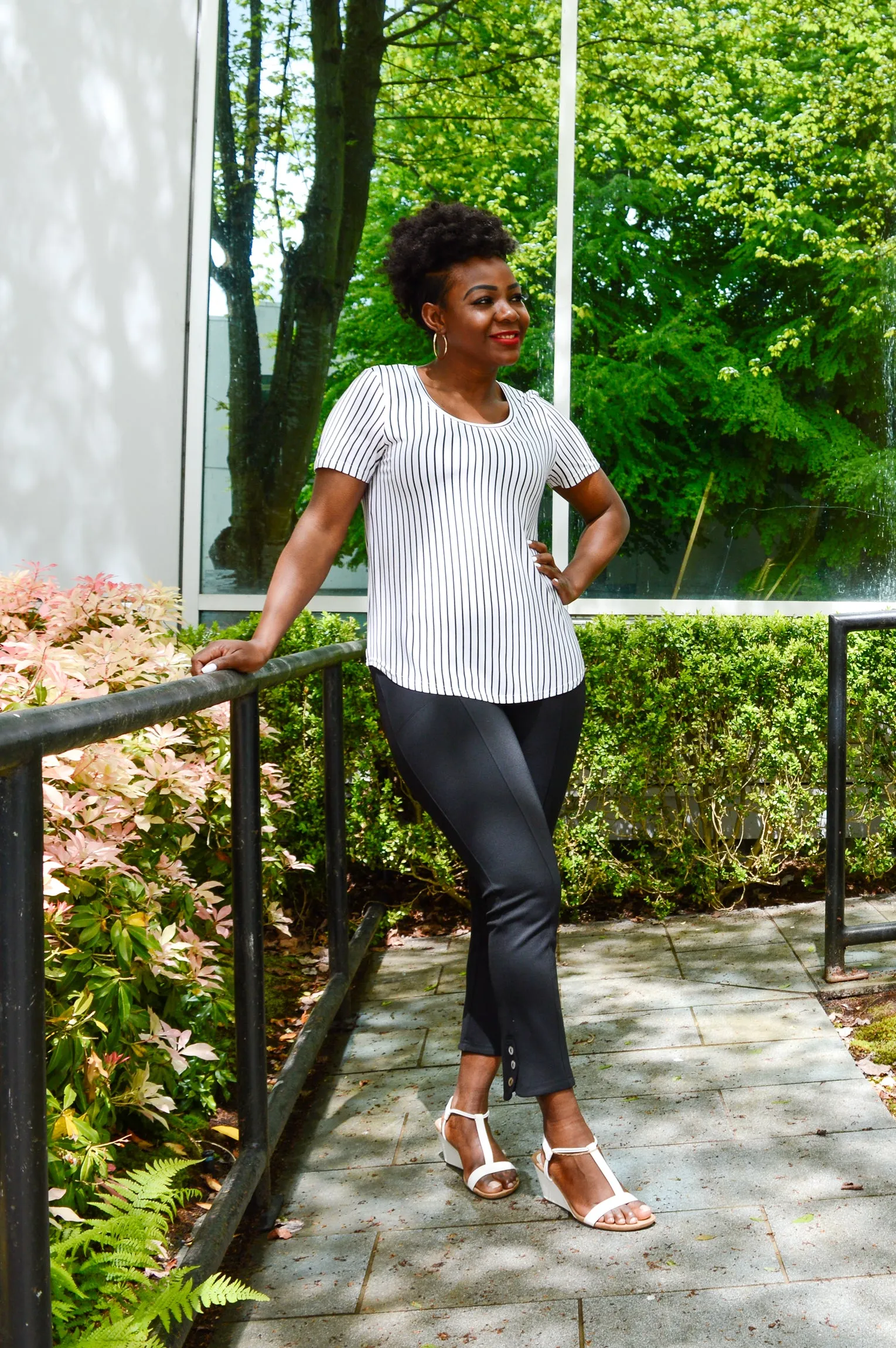 Tessa Tee, White/Black Small Stripe, Bamboo- Final Sale sold by Blue Sky product image thumbnail 2